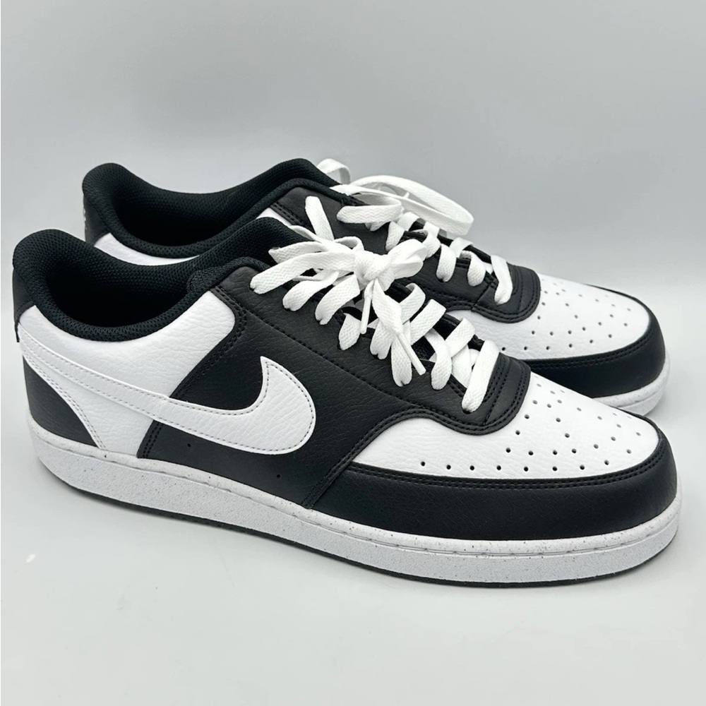 Men’s Nike Court Vision Low Tennis Shoes - Black White Panda HM9862-001 - Picture 2 of 10